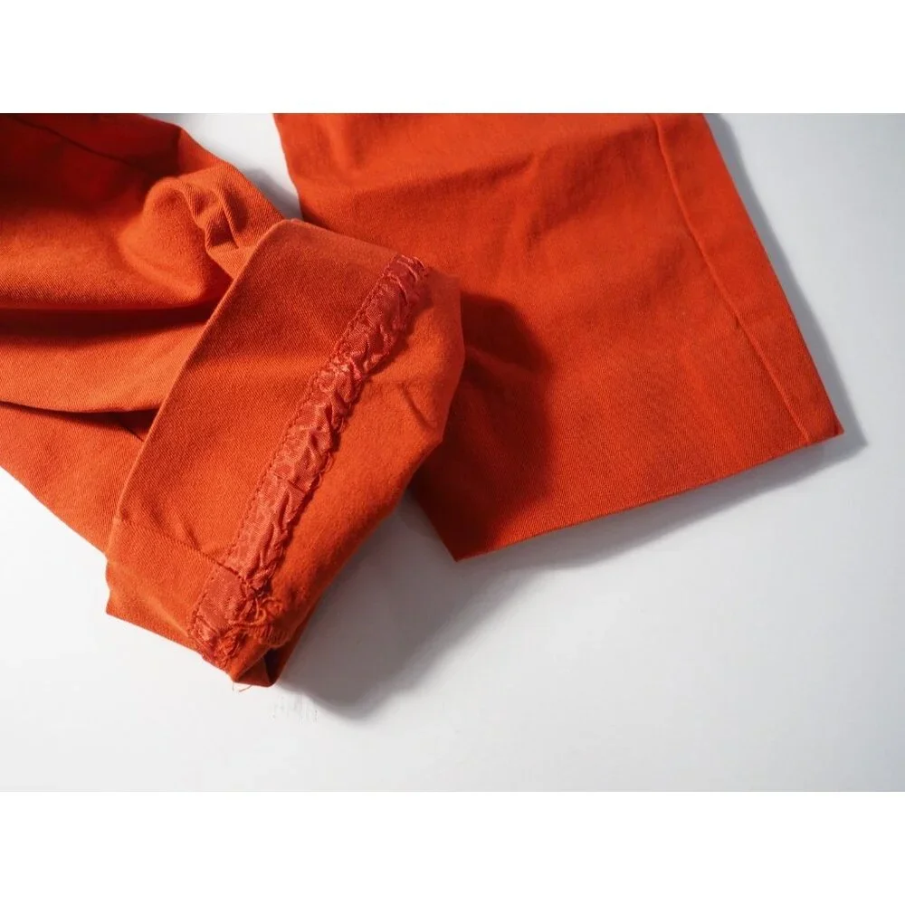 Anthropologie Dark Orange Essential Chino Sailor Button Cropped Pants, Size 4P